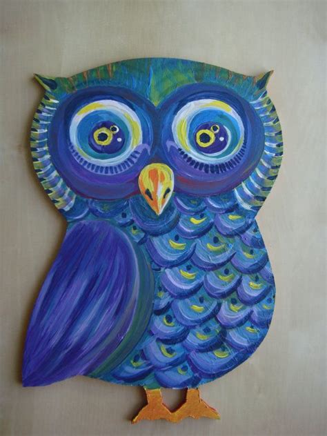 Owl Painting No3 Original Painting On Chipboard Owl Painting Owl