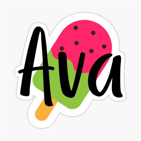 Ava A Female Name Written In A Calligraphic Form With A Watermelon