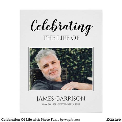 Celebration Of Life With Photo Funeral Poster In 2021