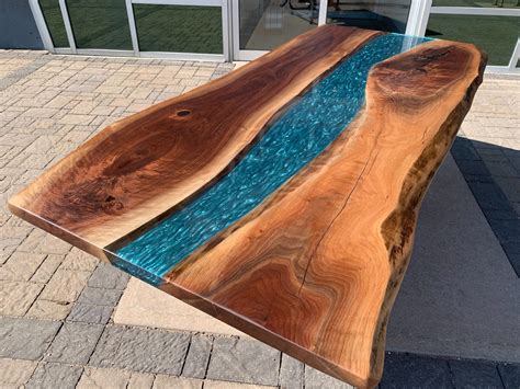 Maple Live Edge Epoxy Dining Table Rustic Red Door