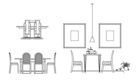 Different Variety Of 2d Dining Table Design Autocad Furniture Drawing