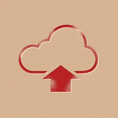 Icono de estilo de medios tonos de carga en la nube con ilustración de