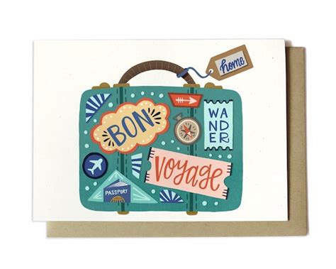 Bon Voyage Card Moving Card Travel Card Going Away Card Etsy Canada