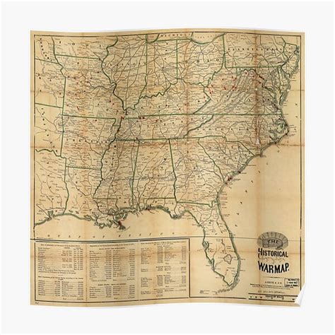 The Historical Civil War Map 1862 Poster By Allhistory Redbubble
