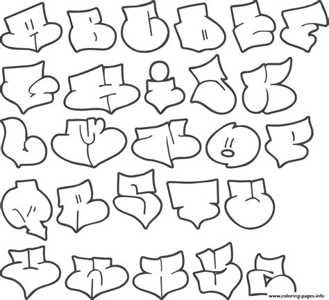 Gambar Graffiti Alphabet Style Bubble Letters Coloring Pages Printable
