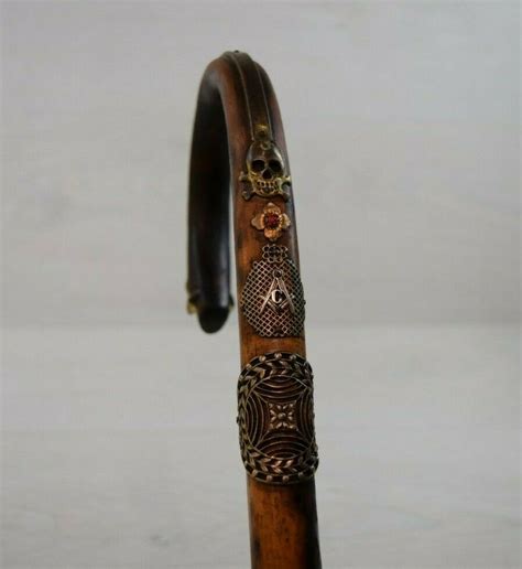 Antique Handmade Masonic Freemasonry Wood Cane Walking Stick 35 Inches