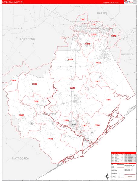Brazoria County Tx Carrier Route Maps Red Line