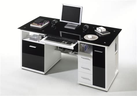 Dieser schöne eckschreibtisch von tectake ist der allrounder unter den büromöbeln. Schreibtisch | Home Office Weiss/Glas schwarz | eBay