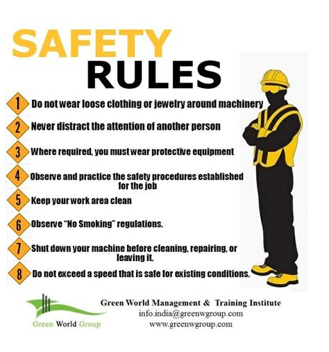 Safety Rules In Work Place Workplace Safety And Health Health And