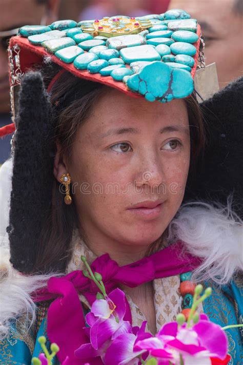 Tibetan Buddhist Women In National Dress Hemis Monastery Ladakh