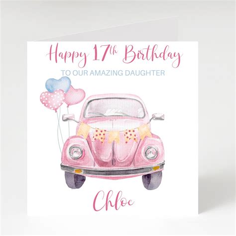 Daughter 17th Birthday Card Girls Learner Driver 17th Card Etsy Uk
