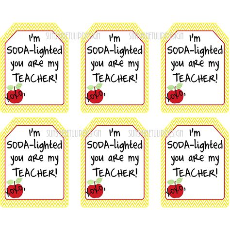 Printable Teacher Appreciation T Tags Soda Lighted You Are My Teac