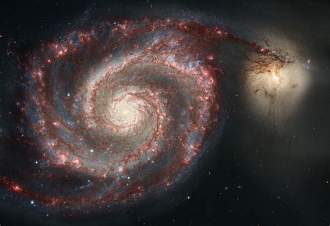 Spiral Galaxy M51 Gorgeous Pictures Combines Hubble And Spitzer