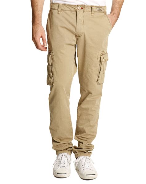 Tommy Hilfiger Hudson Beige Slim Fit Chinos Cargo Trousers In Beige For
