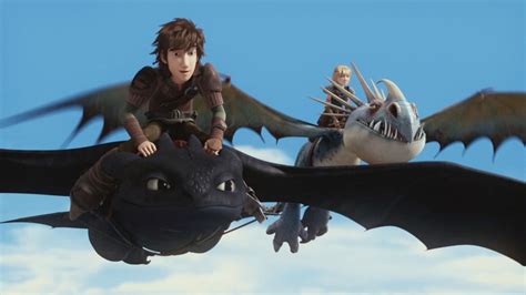 Hiccup Riding On Toothless And Astrid Riding On Stormfly To Practice Dragon Racing From Dawn Of