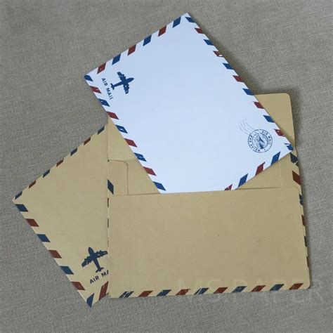 50pcs Vintage Kraft Paper Envelope Air Mail Postcard T Envelopes