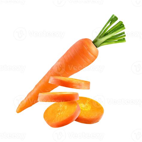 Ai Generated Floating Of A Fresh Carrot With Sliced Of Carrot Isolated