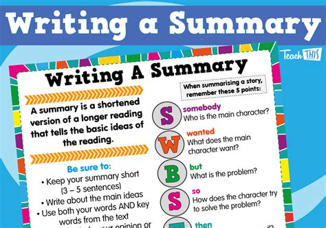 Writing A Summary Poster Writing Narrative Writing Writing Practice