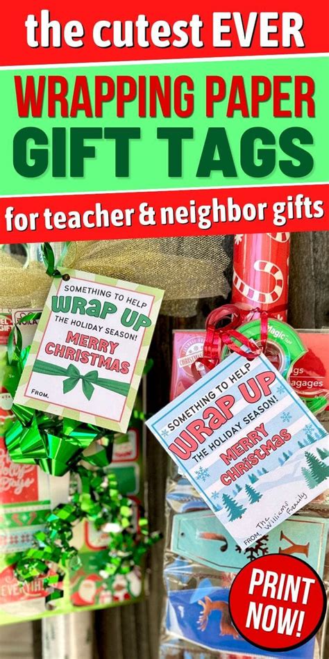 Easy Wrapping Paper Neighbor T Idea With Cute Printable Tag