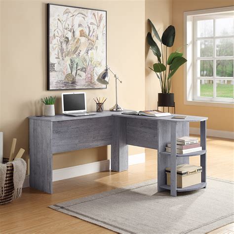 Belleze Kent L Shaped Home Office Desk Wood Corner Computer Desk