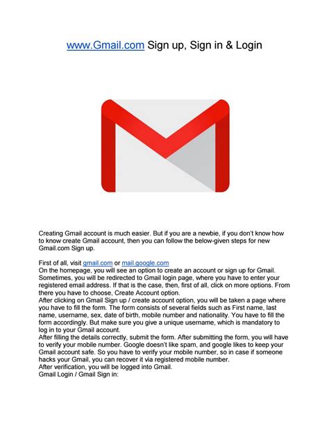 Gmail is available across all your devices android, ios, and desktop devices. www.Gmail.com Sign up, Sign in & Login by Lewis Flores - Issuu