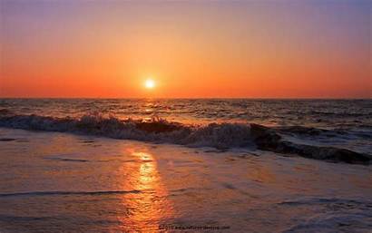 Golden Sunrise Sunset Ocean Water Waves Background