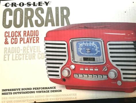 Crosley Cr612 Red Corsair Retro Amfm Radio Dual Alarm Clock Cd Player