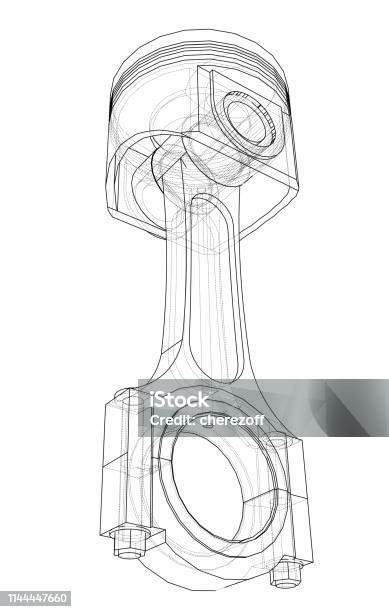 Sketsa Piston Rendering Vektor 3d Ilustrasi Stok Unduh Gambar