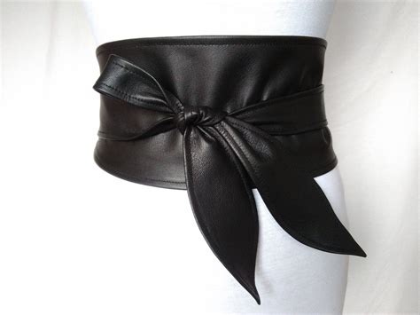 Black Wide Leather Wrap Belt Obi Belt Wedding Womens Belt Etsy