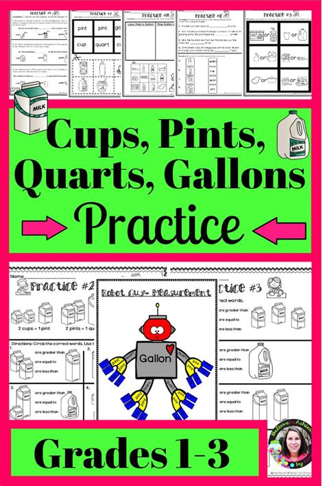 Gallon Pints Quarts Cups Worksheets