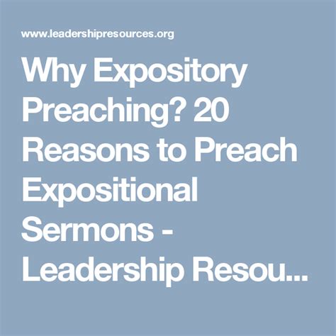 Why Expository Preaching 20 Reasons To Preach Expositional Sermons