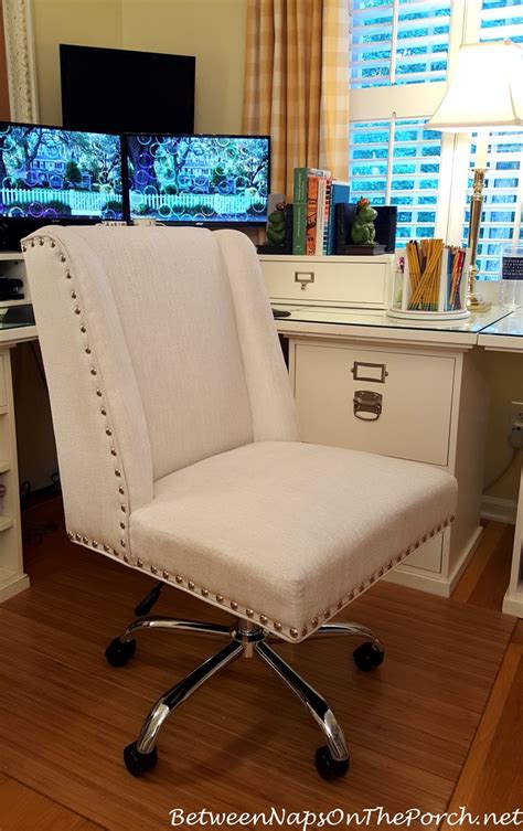 White Desk Chair Nailhead Accent 