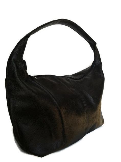 Black Leather Hobo Bag Classic Everyday Shoulder Handbag Etsy