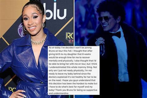 New Mother Cardi B Pulls Out Of Bruno Mars Tour Saying She