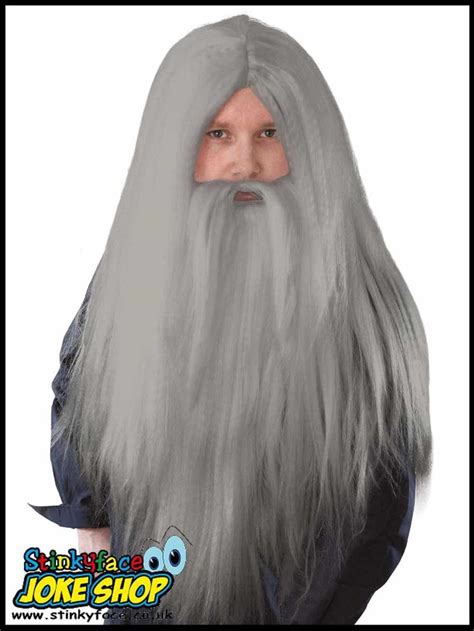 Wizard Wig And Long Grey Beard Grey Beards Fancy Dress Accessories Wigs