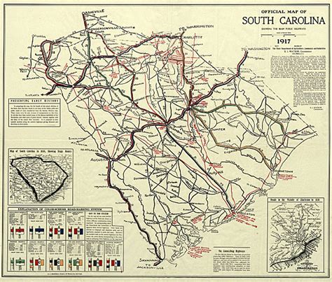 South Carolina Roads And Highways Sc Road Map 1917