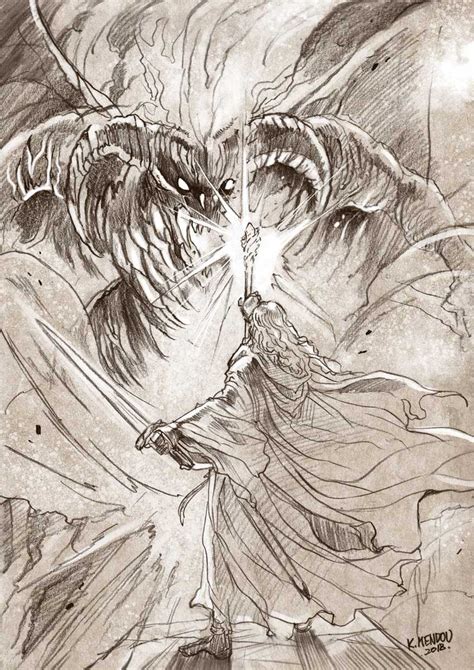 Gandalf And Balrog Tolkien S Legendarium And More Drawn By Kazuki Mendou Danbooru
