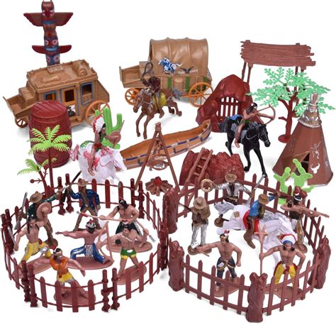 Fun Little Toys Wild West Cowboys And Indians Plastic Action Figure Set