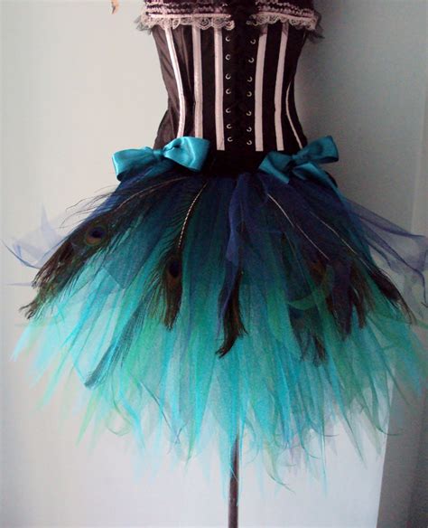 French Navy Blue Teal Peacock Feathers Burlesque Tutu Bustle Etsy