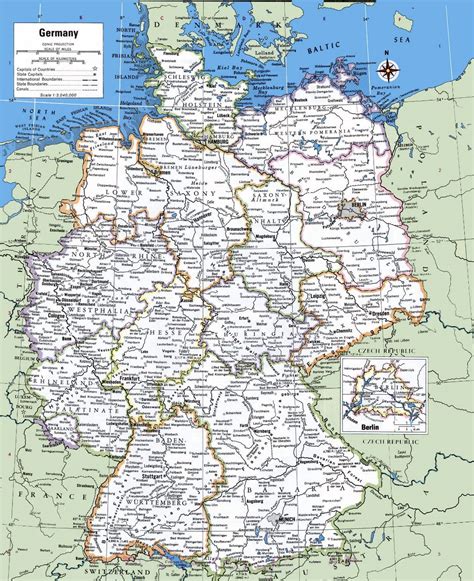 Large detailed political and administrative map of Germany ...