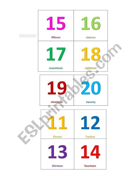 Numbers From 11 To 20 Esl Worksheet By Nastyanastya2101