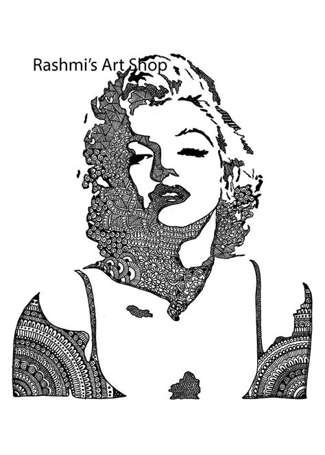 Marilyn Monroe Zentangle Inspired Art Print Wall Decor Etsy Art