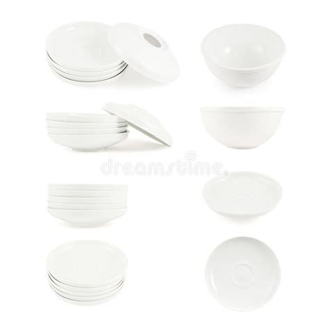Ceramic Plates And Bowls Isolated Stock Image Image Of Closeup
