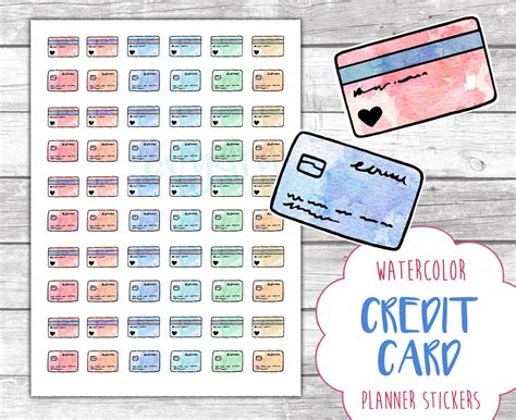* no interest if paid in full within 6 months. Credit Card Watercolor Stickers Printable Financial Planner