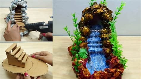How To Make Waterfall Fountain Showpiece P Craft Diy Youtube