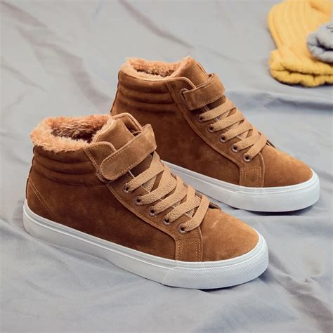 Women Winter Shoes Ladies Fashion Sneakers Fur Lined Hook Loop Lace Up