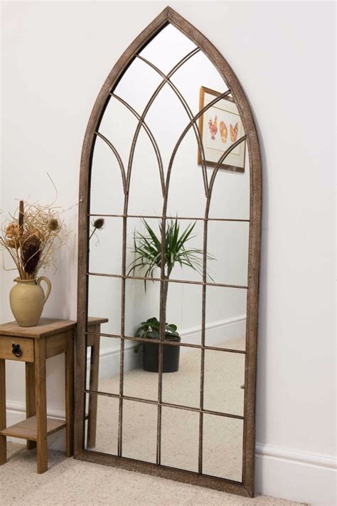 Large Metal Arched Home And Garden Outdoor Mirror 5ft6 X 2ft6 169 X 75cm