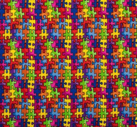 Autism Awareness Puzzle Fabric By The Yard 100 Cotton Etsy
