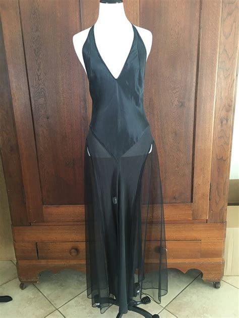 Silk Nightgown Victorias Secret Small Long Black Gem