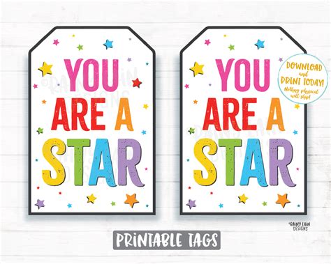 You Are A Star T Tag Printable Appreciation T Tag Employee Co W